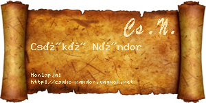 Csákó Nándor névjegykártya